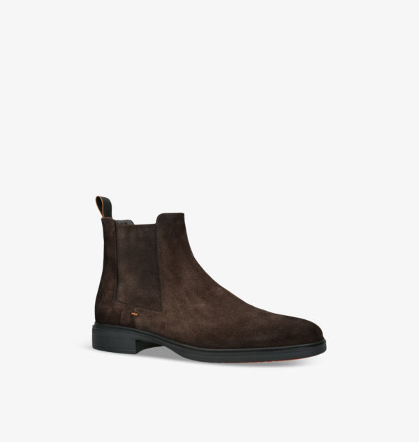 Легкие замшевые ботинки челси на плоской подошве Santoni, коричневый — фото 3