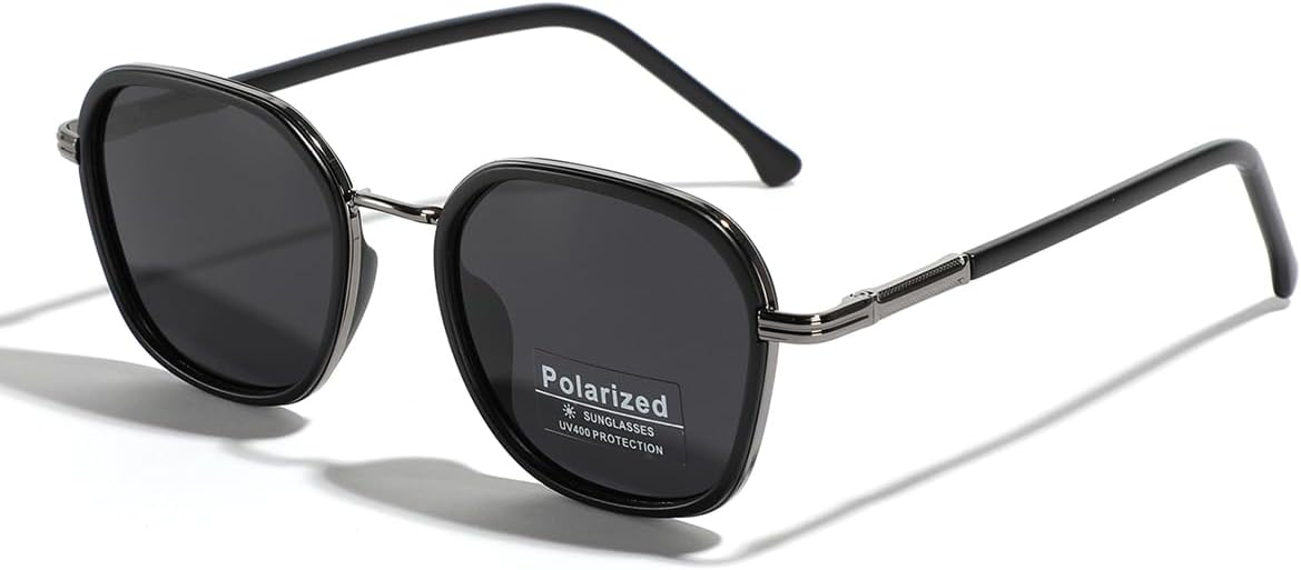 

Поляризованные солнцезащитные очки Tr90 в стиле ретро для женщин, металлические, квадратные, для вождения, мужские, с защитой от УФ-излучения UV400 weiyuchen, Black Grey Frame