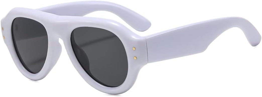 

Солнцезащитные очки Rivets для женщин, солнцезащитные очки UV400, модные очки для мужчин, широкие дужки, овальные, в стиле панк, для активного отдыха TVTBBVV, White Gray