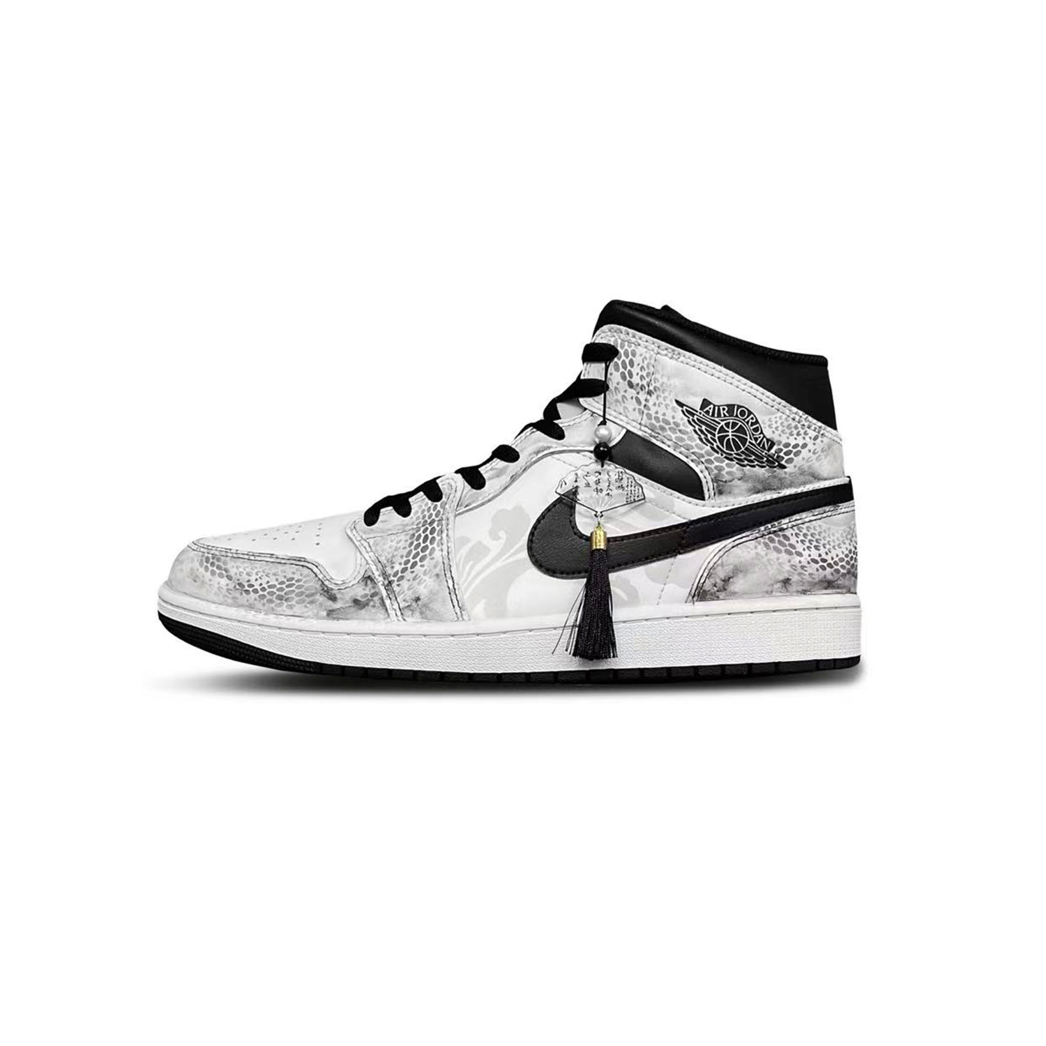 

Jordan Кроссовки баскетбольные Air 1 Tower Rabbit Coexistence Mid Top мужские, устойчивые к истиранию, винтажные, черно-белые