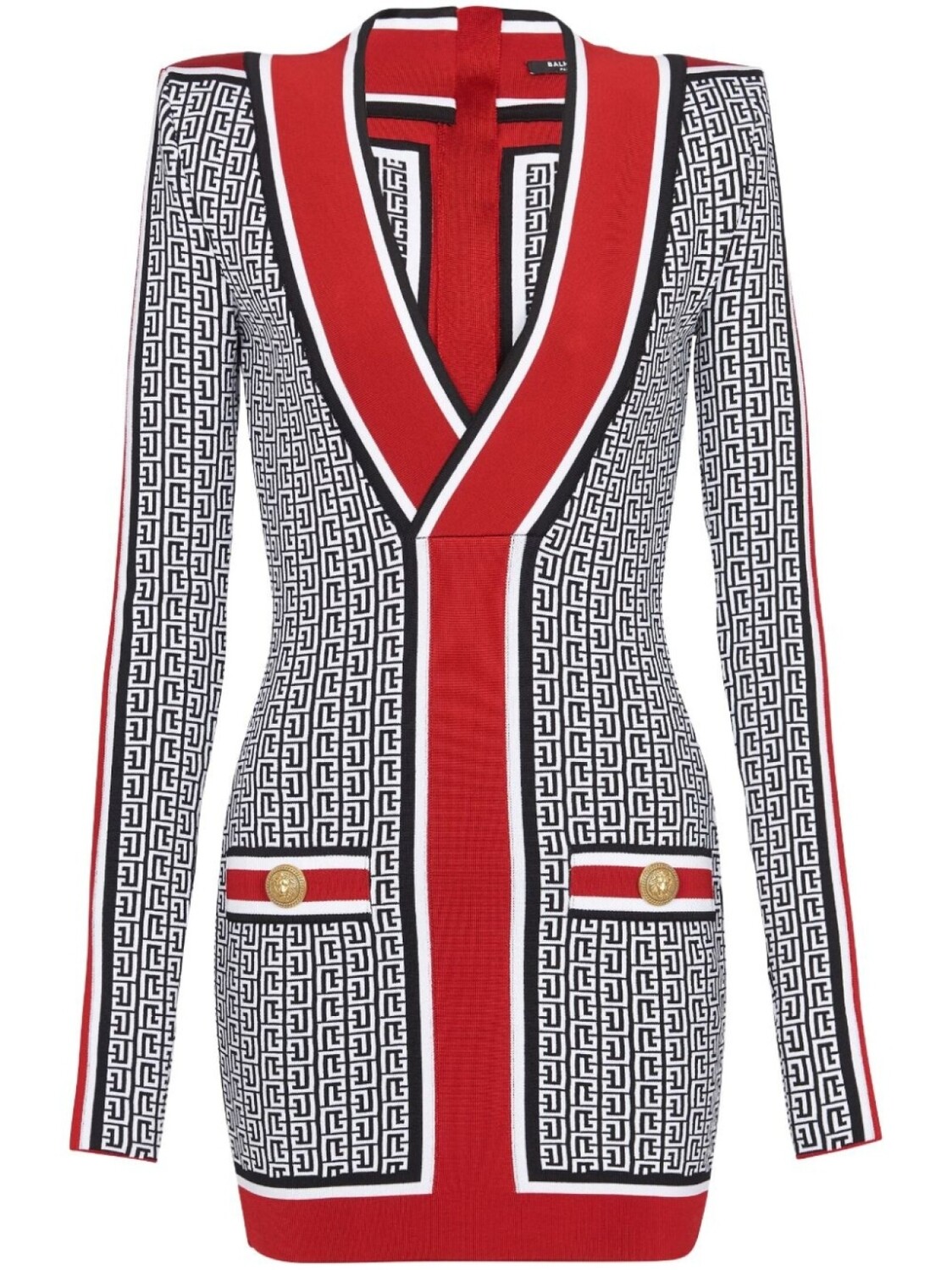 

Balmain трикотажное платье мини с монограммой, черный