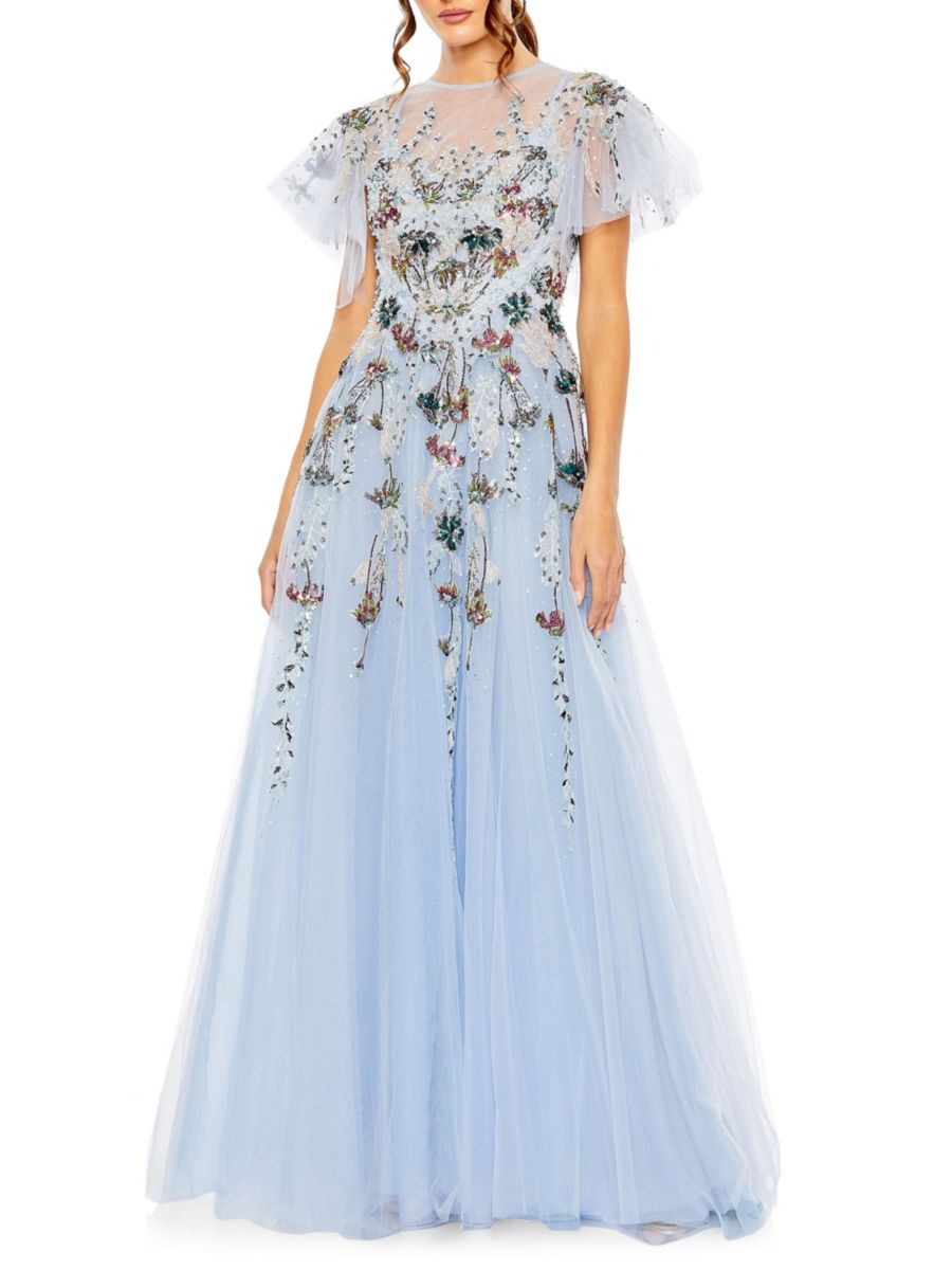 

Бальное платье с рукавами-крылышками и бисером Mac Duggal, цвет Periwinkle