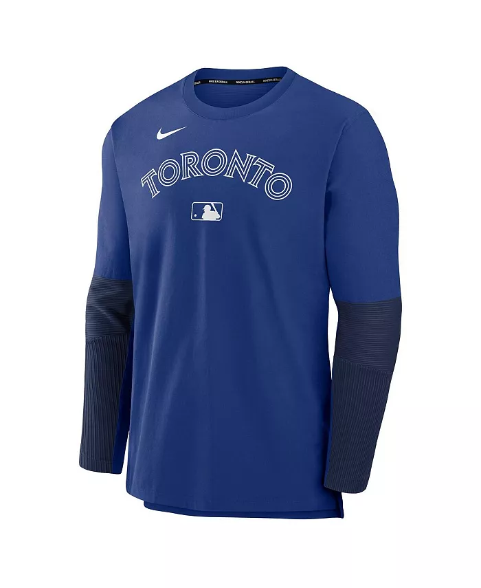 Мужская легкая трикотажная толстовка с капюшоном Authentic Collection Toronto Blue Jays в цвете Royal/Navy Nike — фото 3