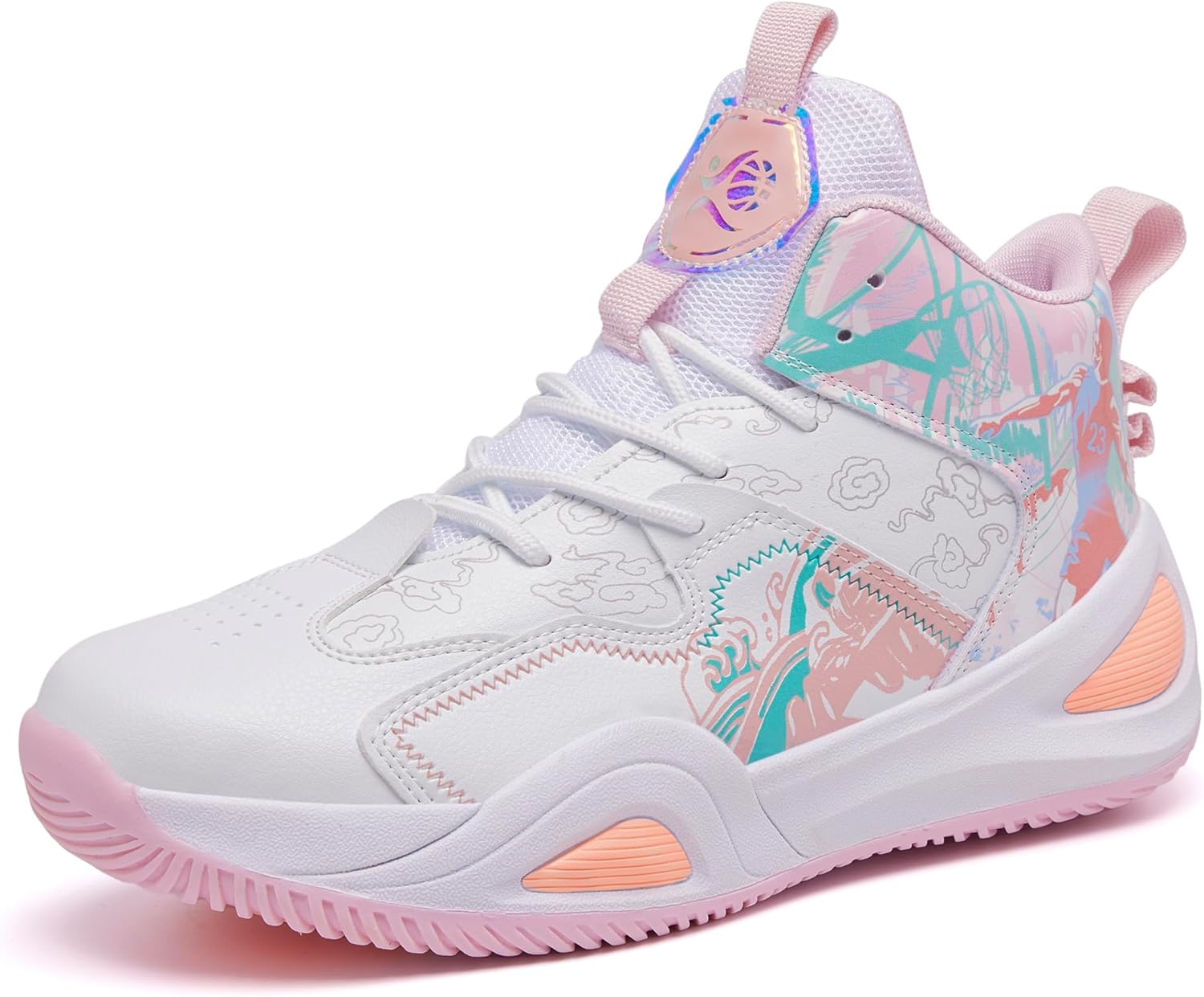 

Женские и мужские баскетбольные кроссовки, удобные спортивные модные кеды, повседневная универсальная обувь для активного отдыха Bacury, розовый