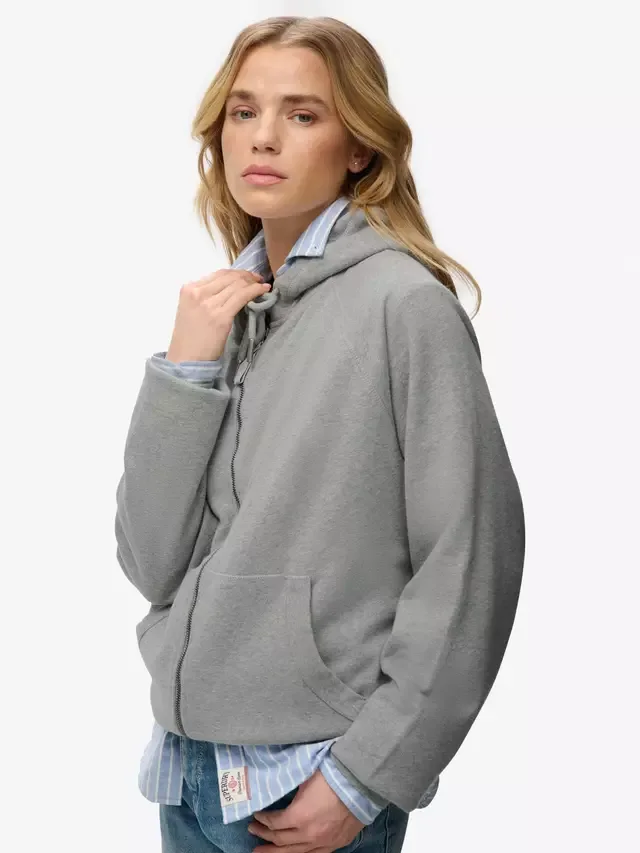Худи на молнии свободного кроя от Studios, серый меланж Superdry — фото 4