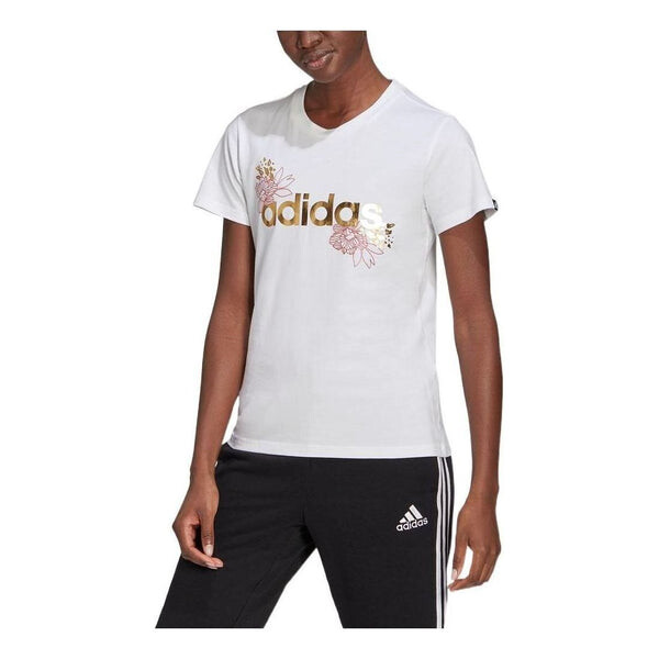 

Футболка с линейным рисунком из фольги Adidas, белый