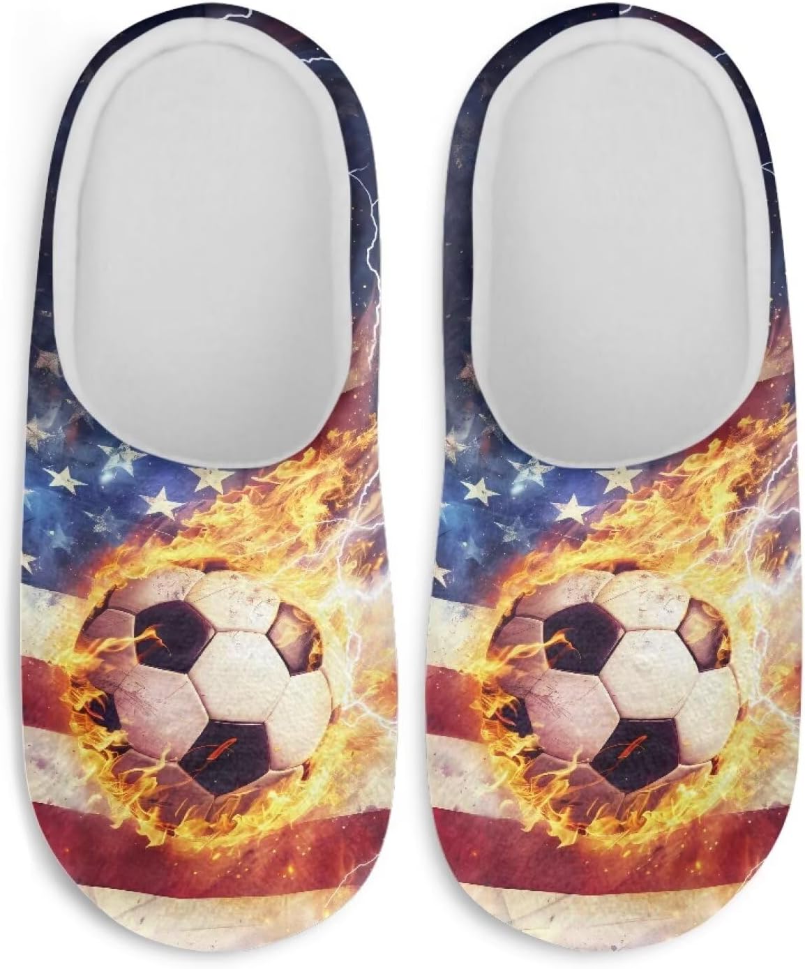 

Домашние тапочки Yuolagixn Plus для мужчин, теплые флисовые тапочки для дома, удобные мягкие домашние обувь, размер 3-12, American Flag Soccer