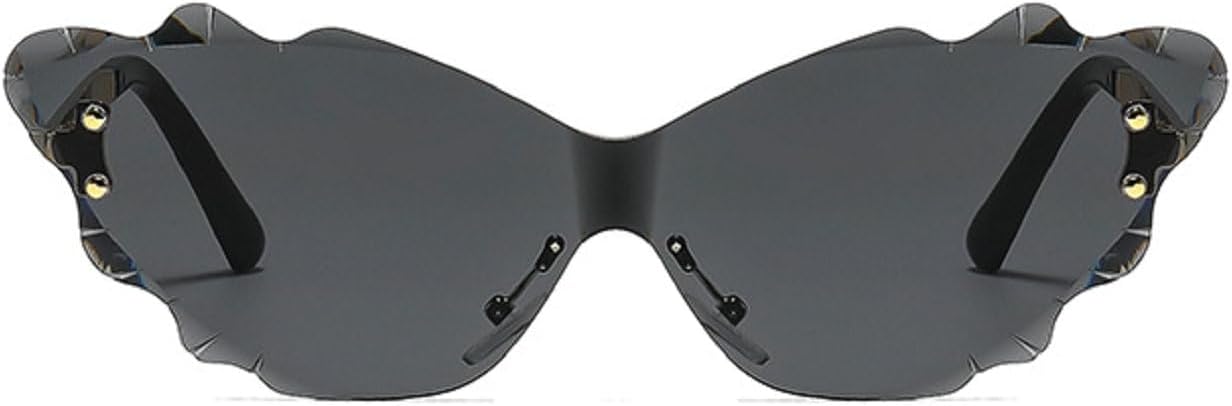 

Ретро-солнцезащитные очки без оправы «кошачий глаз» для женщин, модные прозрачные линзы с градиентом «океан», защита от ультрафиолета UV400, трендовые солнцезащитные очки для мужчин mincl, C1