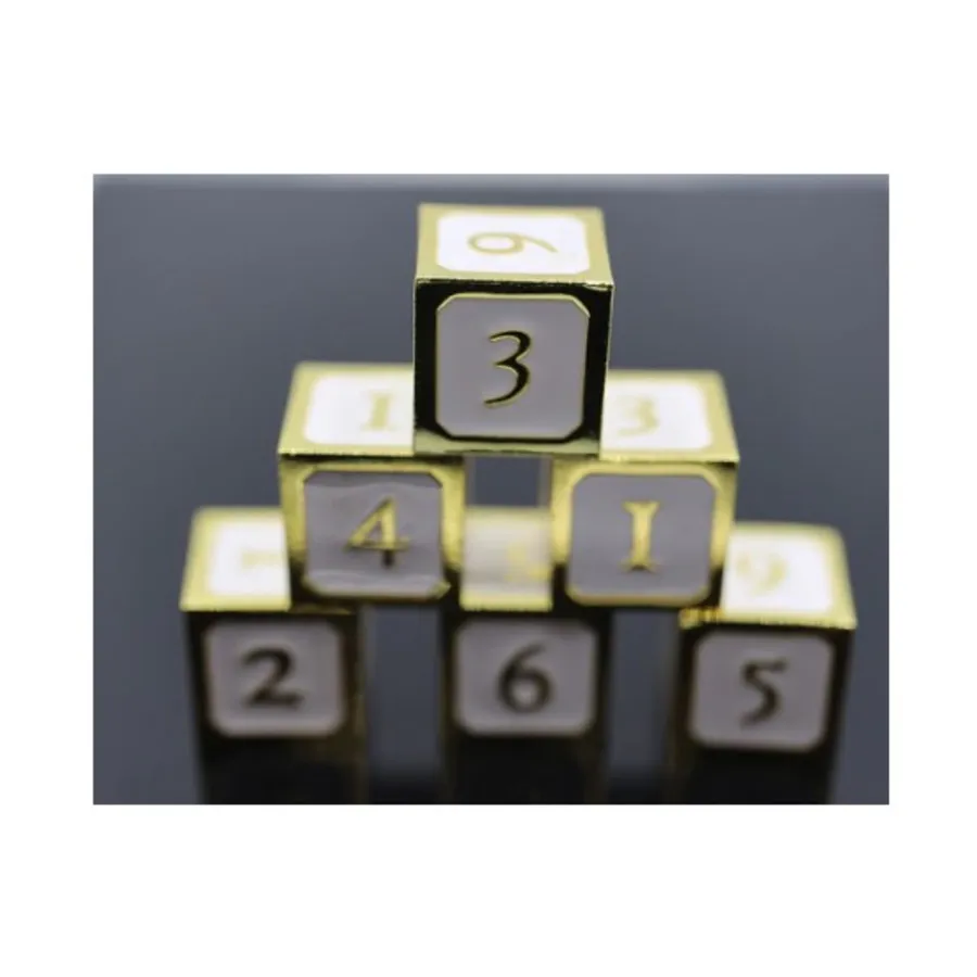 

d6 - Белый с золотом (6), Dice Sets - Metal - D6's (Foam Brain Games)