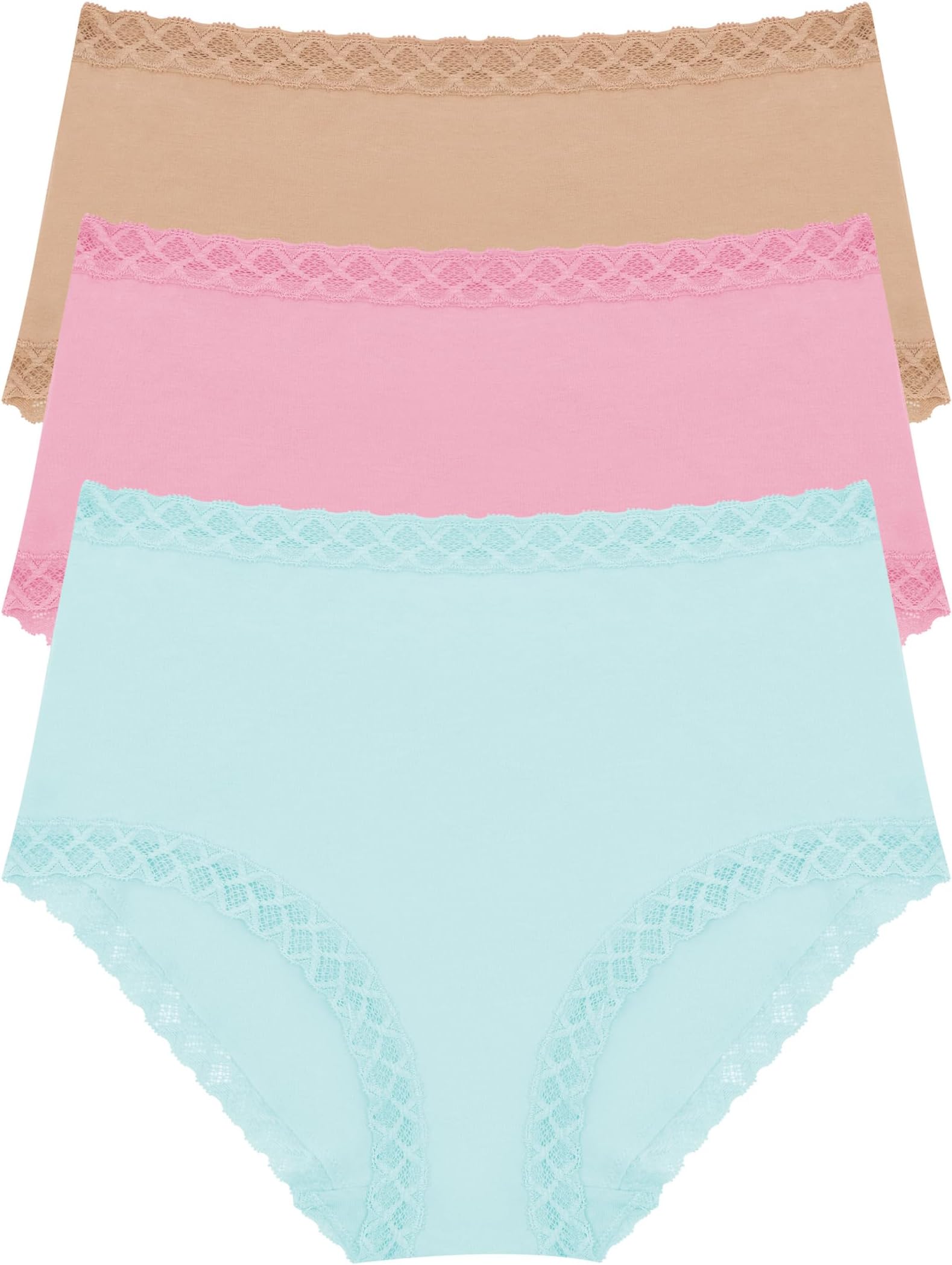

Трусы Natori Bliss Full Brief 3-Pack, цвет Whipped Mint/Cafe/Pink Nectar