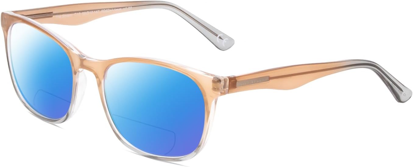 

Женские поляризованные бифокальные солнцезащитные очки для чтения Calabria Prive Shawn Panthos, дизайнерские стильные бифокальные солнцезащитные очки для чтения с футляром, Cocoa Crystal Brown Gray Fade Blue Mirror