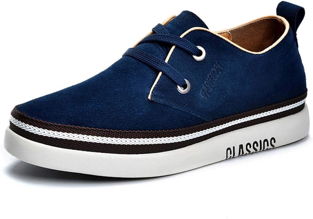 

Мужские невидимые обувные подъемники, увеличивающие рост на 5 см, кожаные и замшевые, с прошивкой, шнуровкой и толстой подошвой, оксфорды Cerythrina, синий