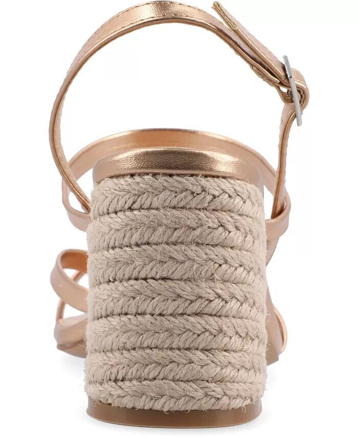 Женские босоножки Olivina Espadrille на блочном каблуке с ремешками Journee Collection, бежевый — фото 3