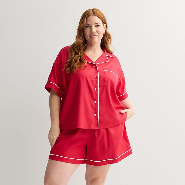 

Комплект пижамы Plus size: топ с V-образным вырезом и шорты Sonoma Goods For Life, Fashion Red