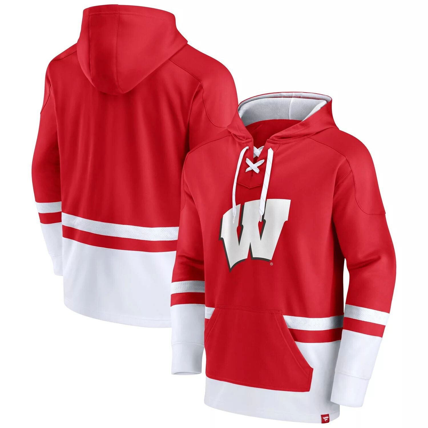 

Мужской пуловер с капюшоном Red Wisconsin Badgers First Battle Fanatics