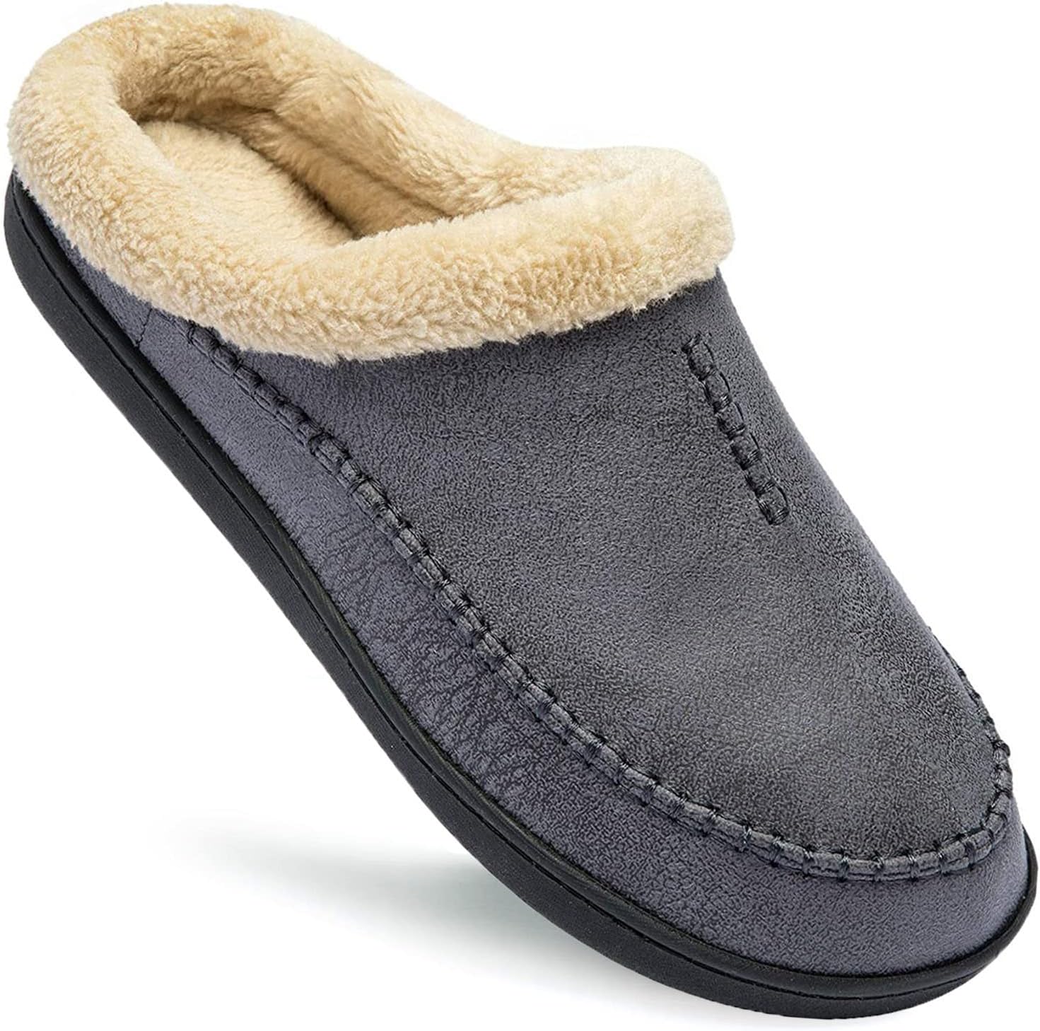 

Мужские тапочки Ranberone с верхом из микрозамши, мокасинного типа, с пушистой подкладкой, для дома и улицы, серый