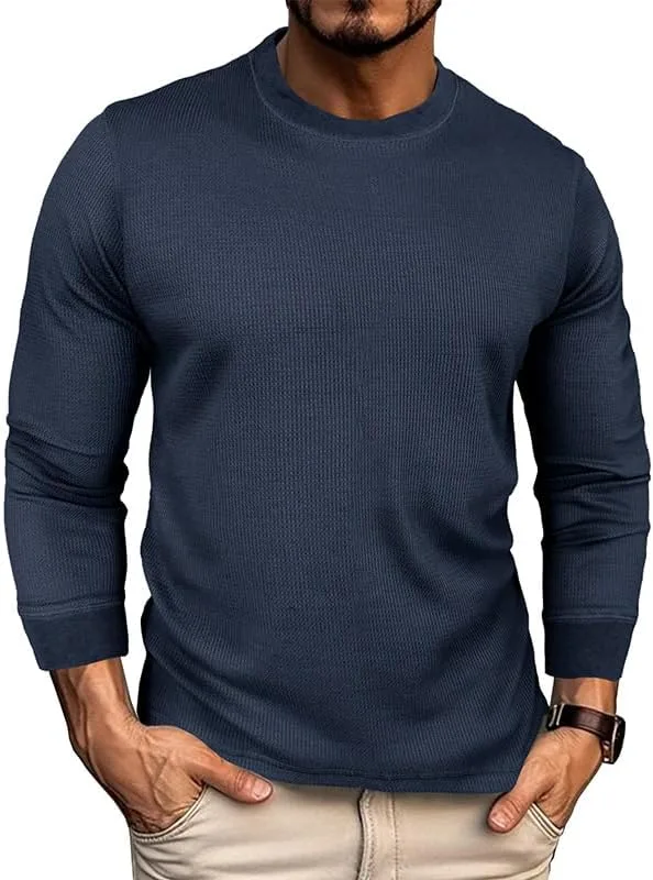 

Мужская футболка с длинным рукавом, вафельная ткань, расслабленный крой Thatrich