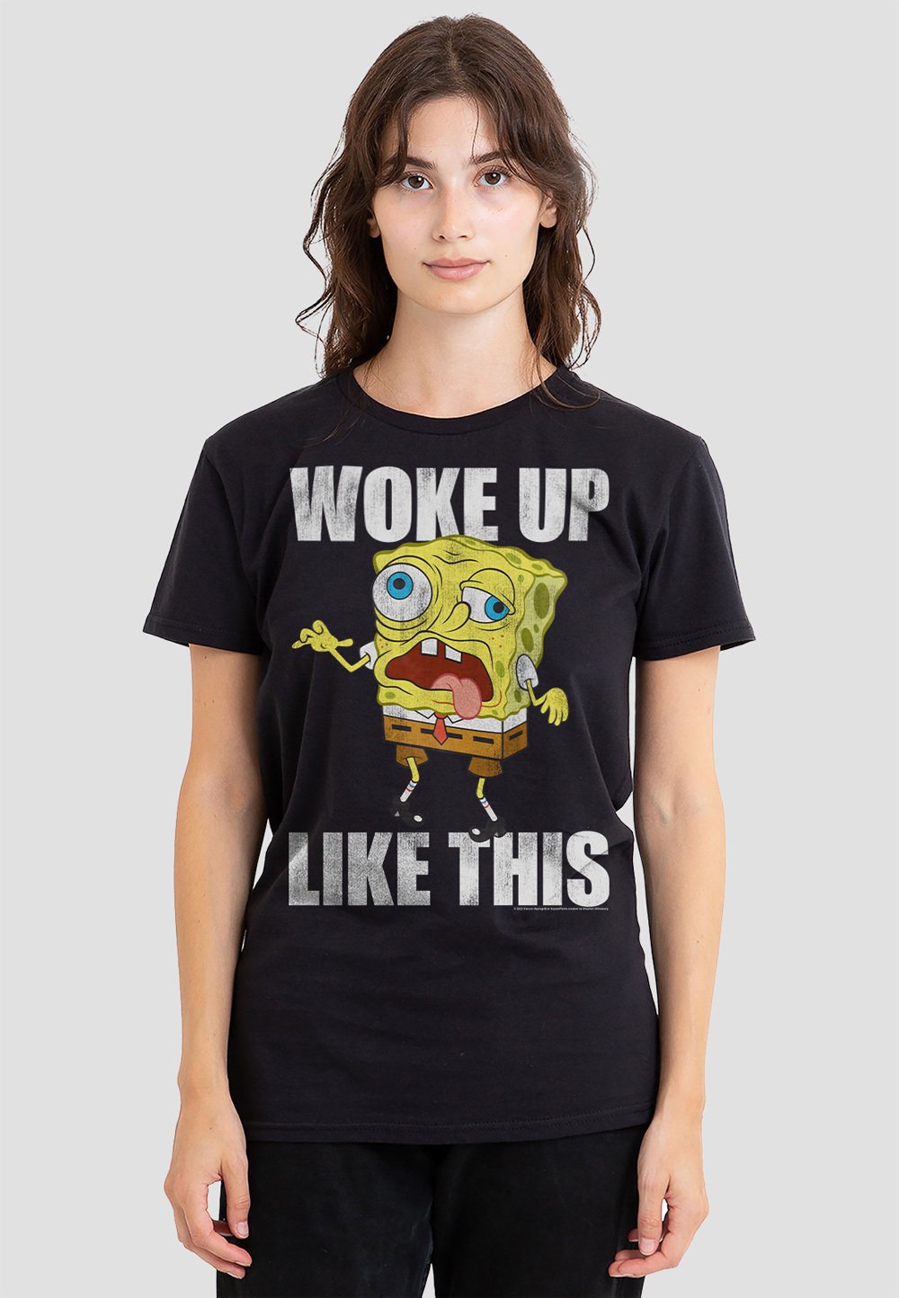

Футболка с принтом SPONGEBOB WOKE UP LIKE THIS MEME Cotton Soul, черный