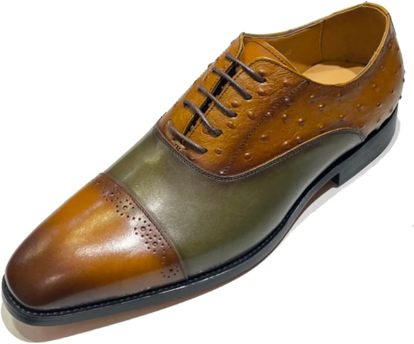 Мужские официальные туфли Santimon Oxfords - стильные и удобные дерби с носком из натуральной кожи для свадеб и делового повседневного образа, коричневый