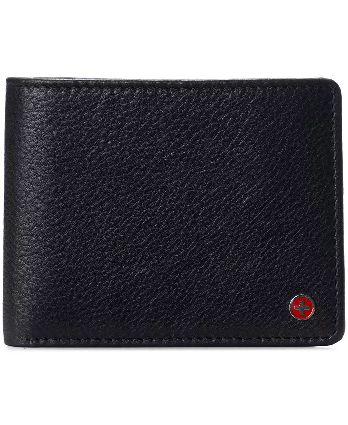 

Мужской кожаный кошелек Passcase Bifold с защитой от RFID и 2 окошками для удостоверений Alpine Swiss, черный
