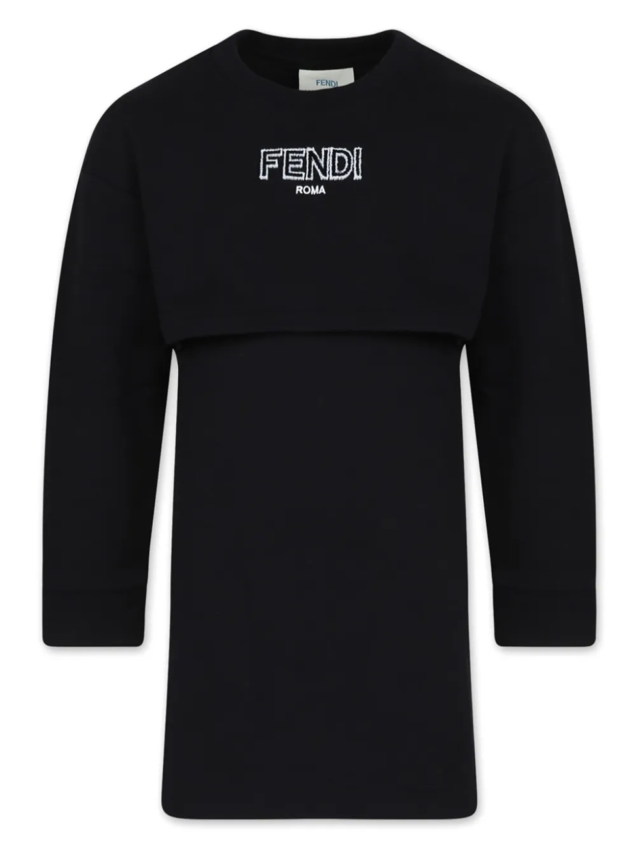 

Платье с вышитым логотипом Fendi Kids, черный