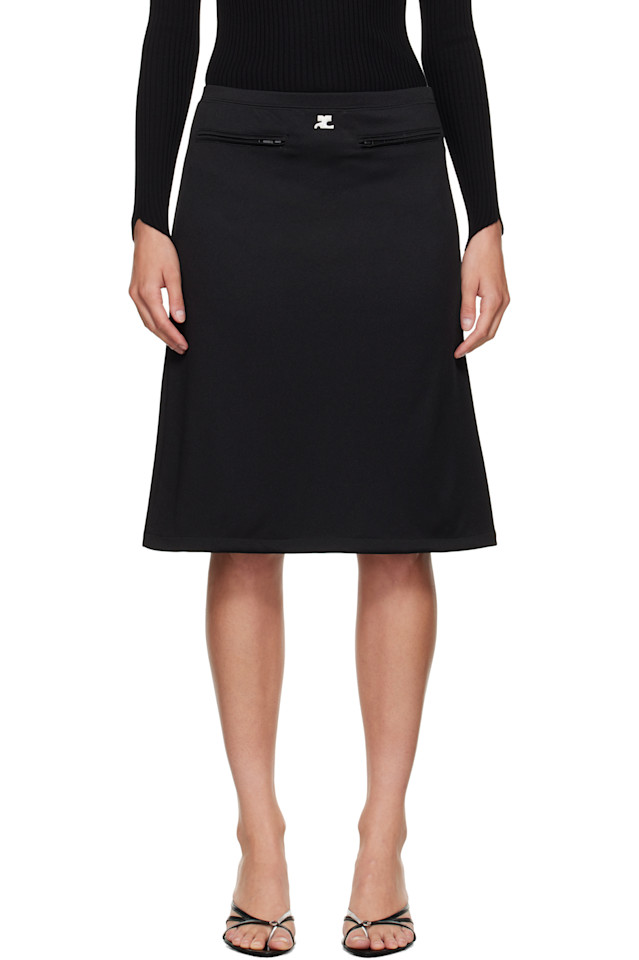 

Миди-Юбка из трикотажа Courrèges, черный