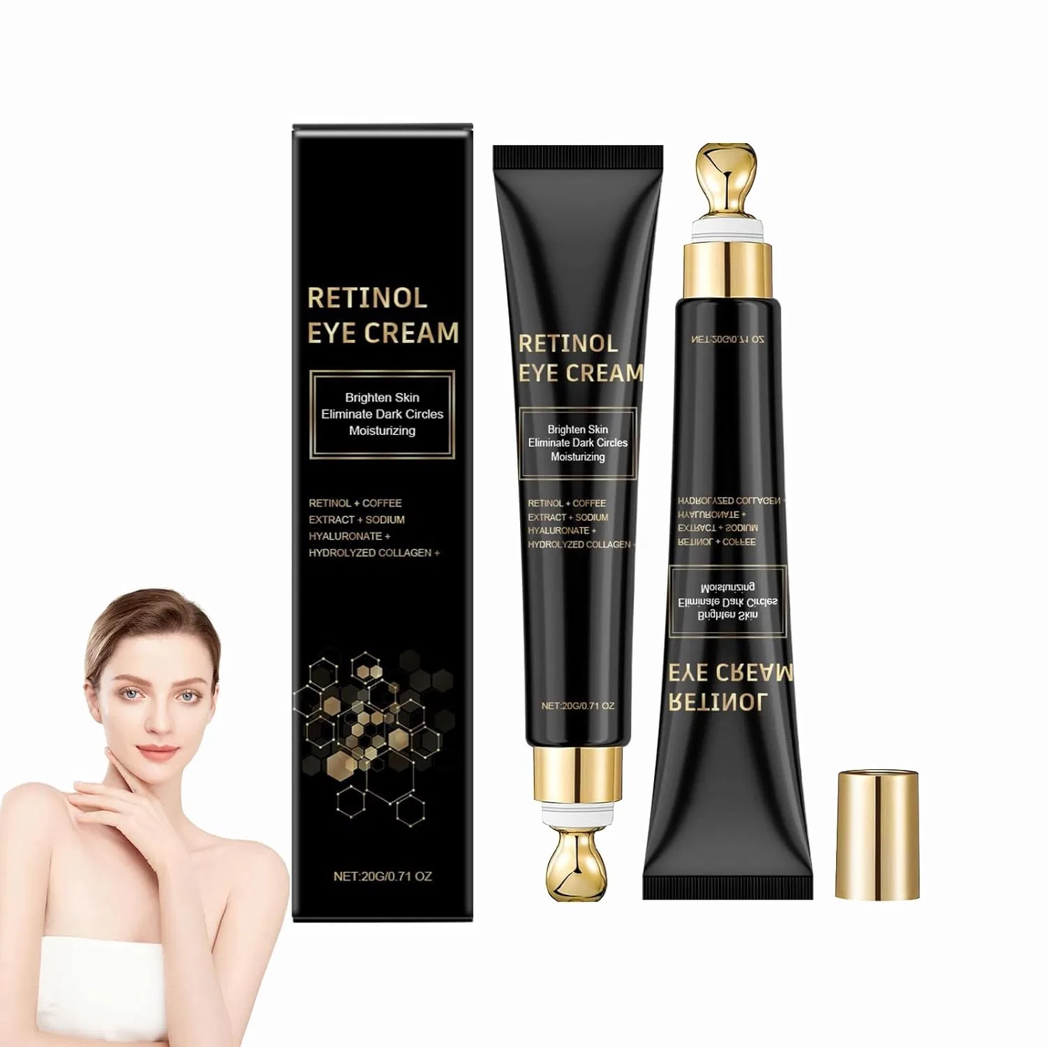 Крем для глаз с ретинолом и охлаждающим роликом от Retinol Generisch, 2 Pieces.