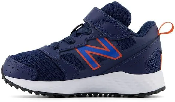Кроссовки New Balance детские унисекс Fresh Foam 650 V1 с эластичными шнурками и верхней застежкой, темно-синий/синий/оранжевый — фото 3