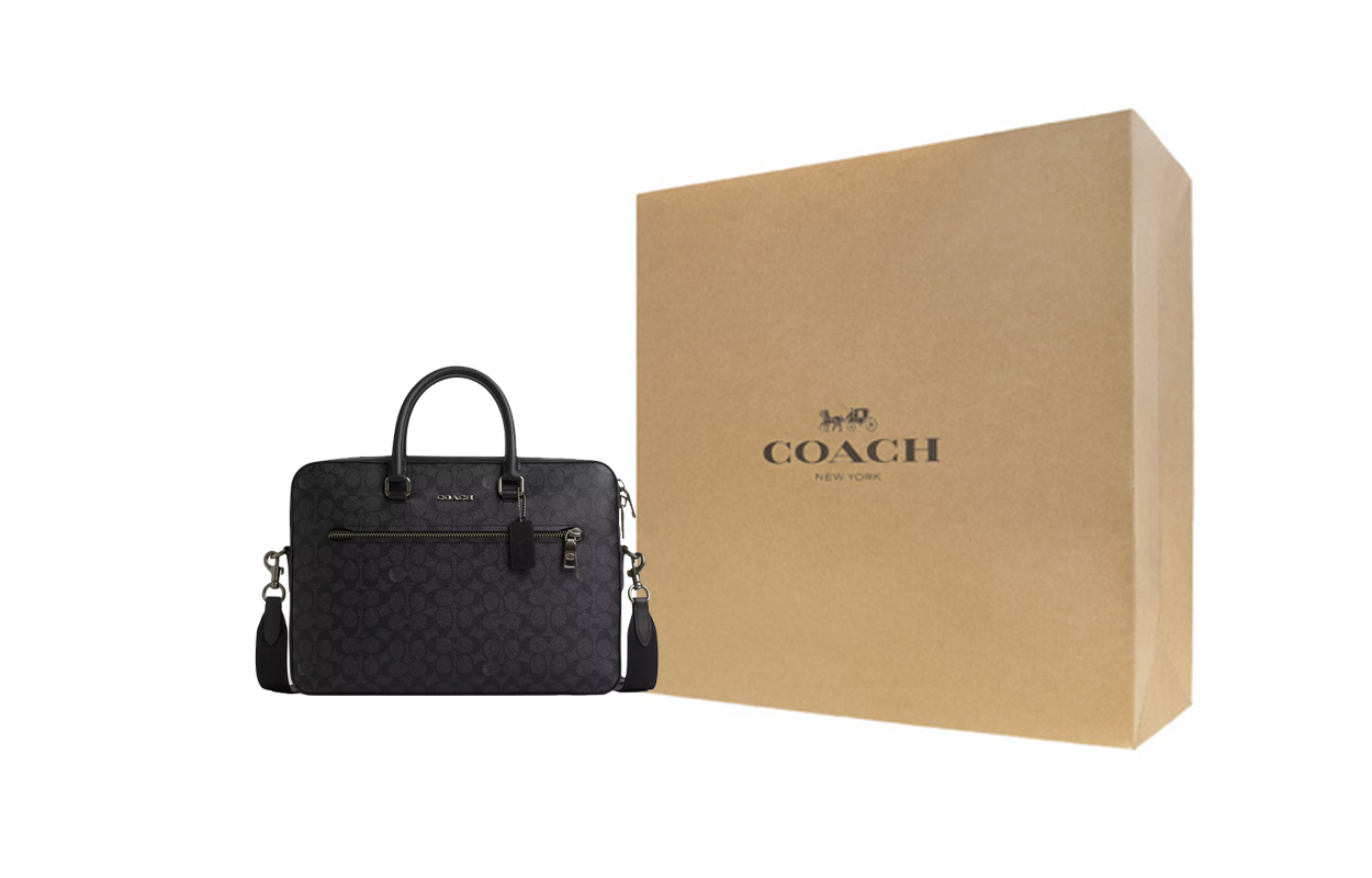 

COACH Кожаная наплечная сумка через плечо большая мужская черная