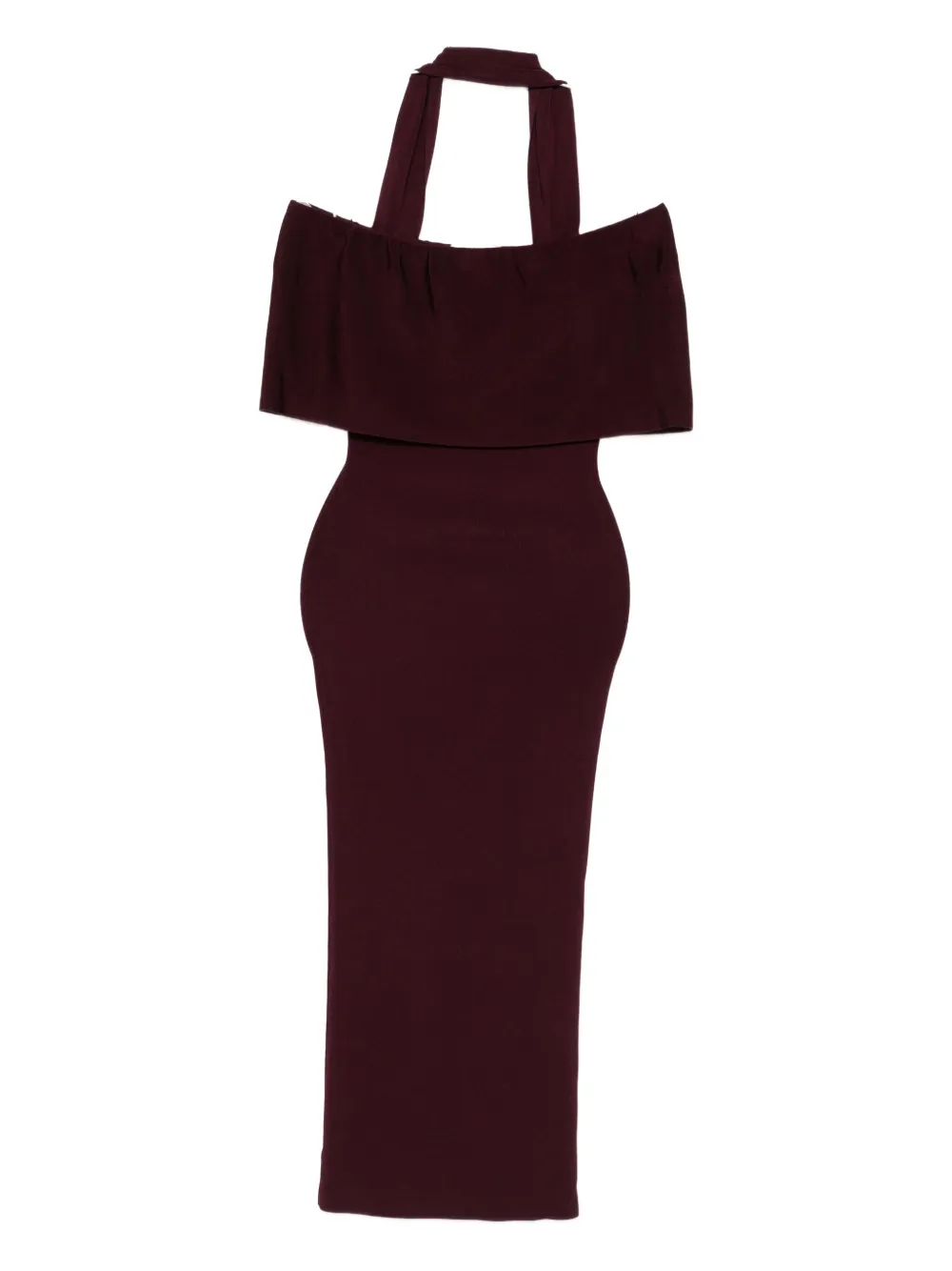 

Платье с халтер-воротом и воланами Roland Mouret, красный