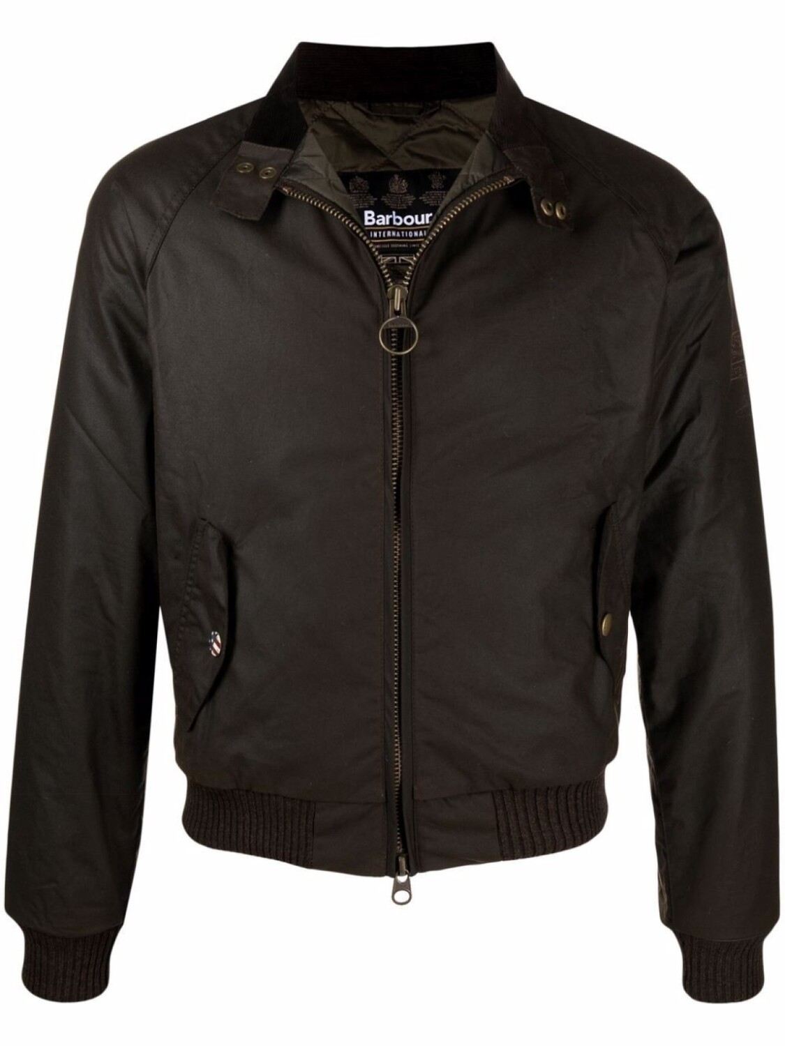 

Вощеная куртка на молнии с воротником-воронкой Barbour International, зеленый
