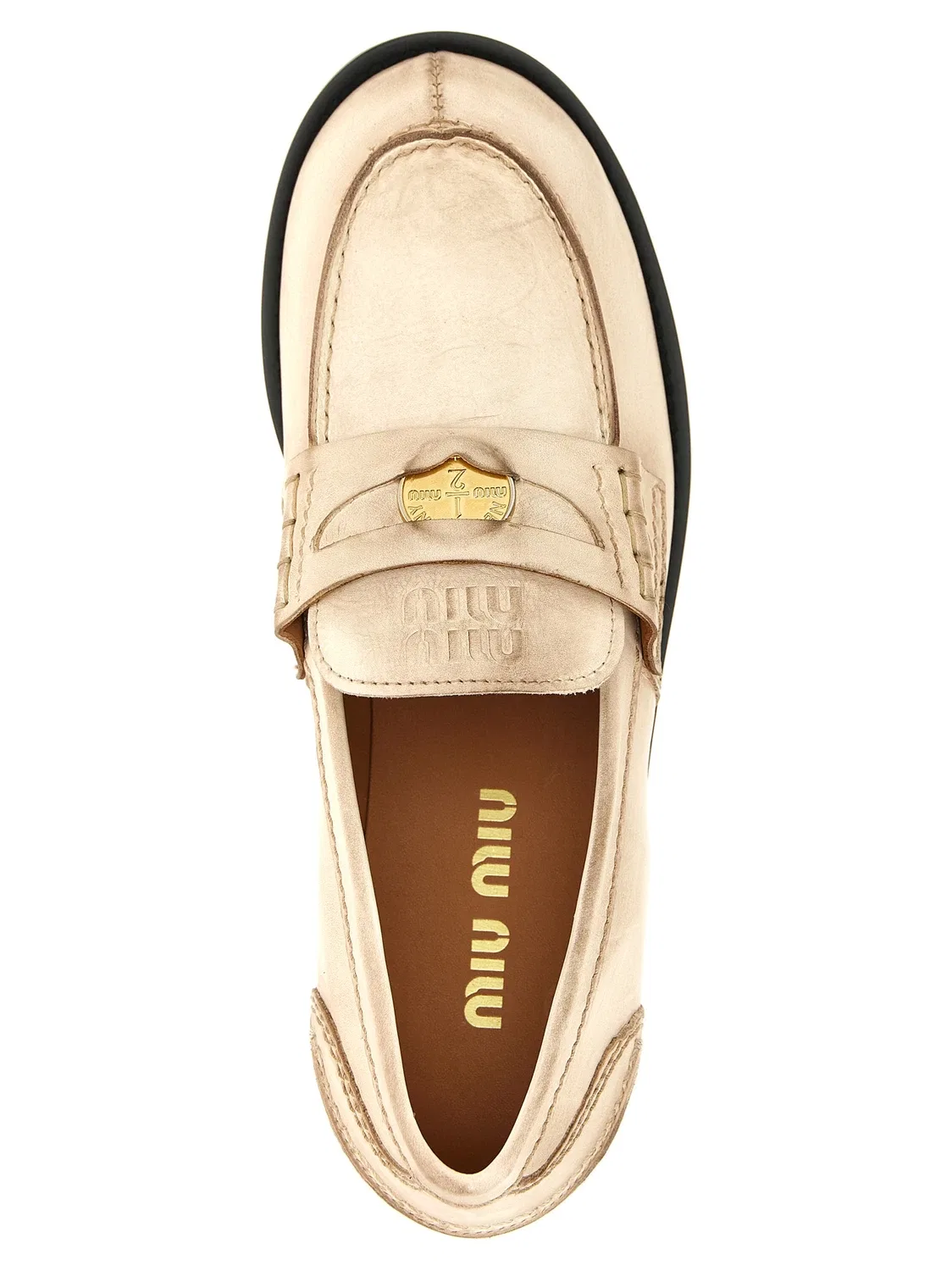 Лоферы из вощеной кожи MIU MIU, белый — фото 4