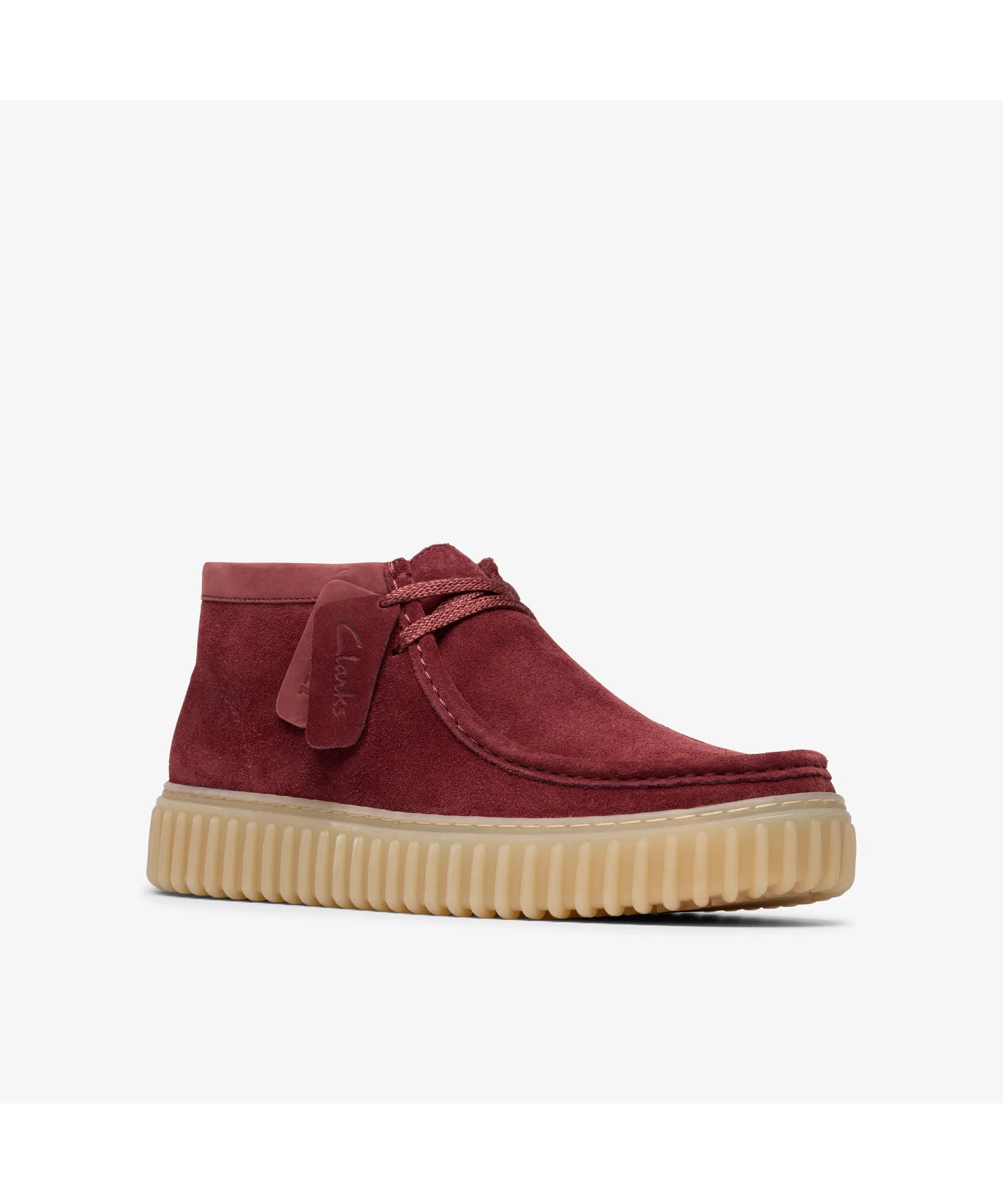 Мужские мокасины из замши Clarks Torhill Hi винного цвета — фото 4