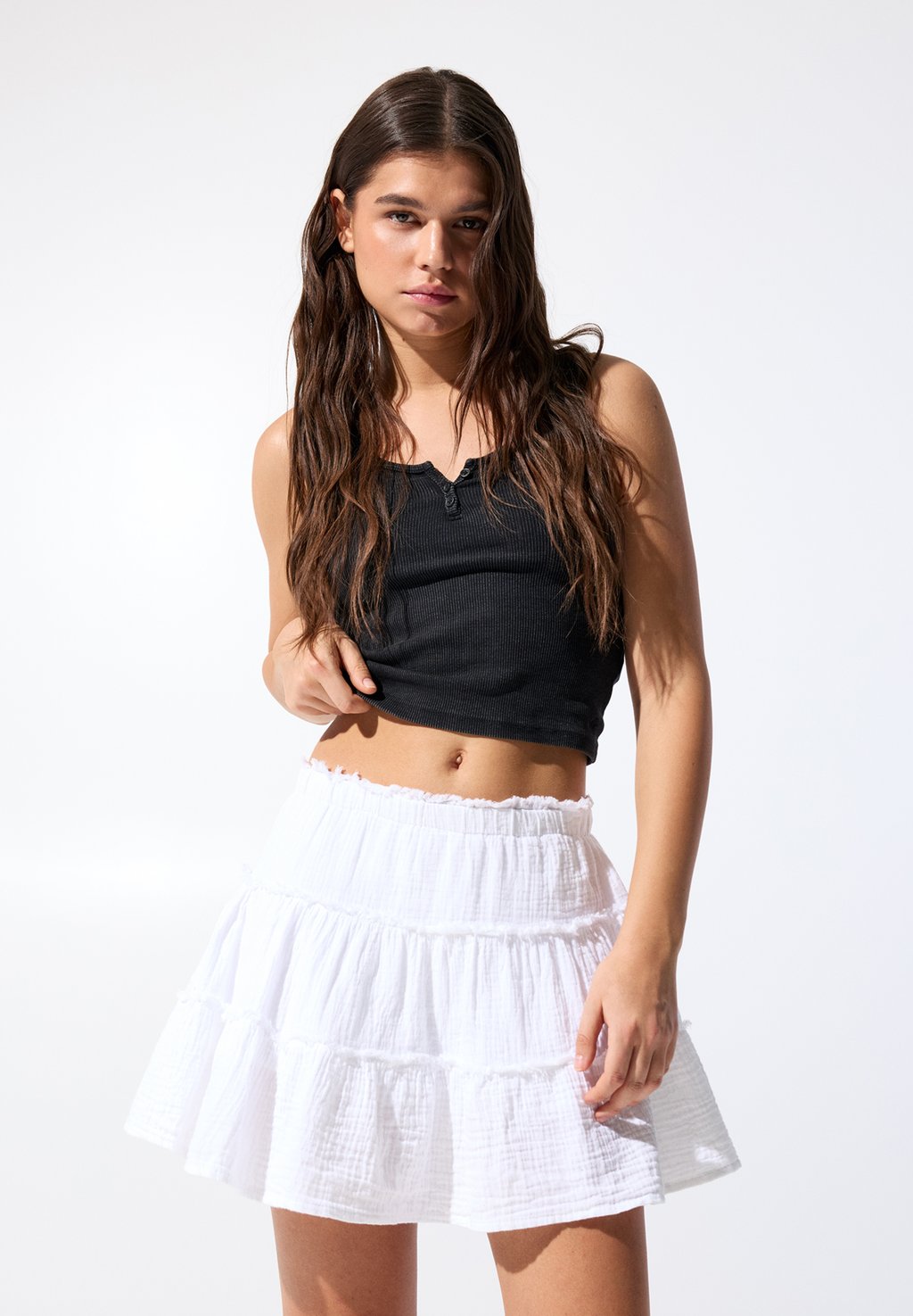 

Мини-юбка A-line skirt PULL&BEAR, белый
