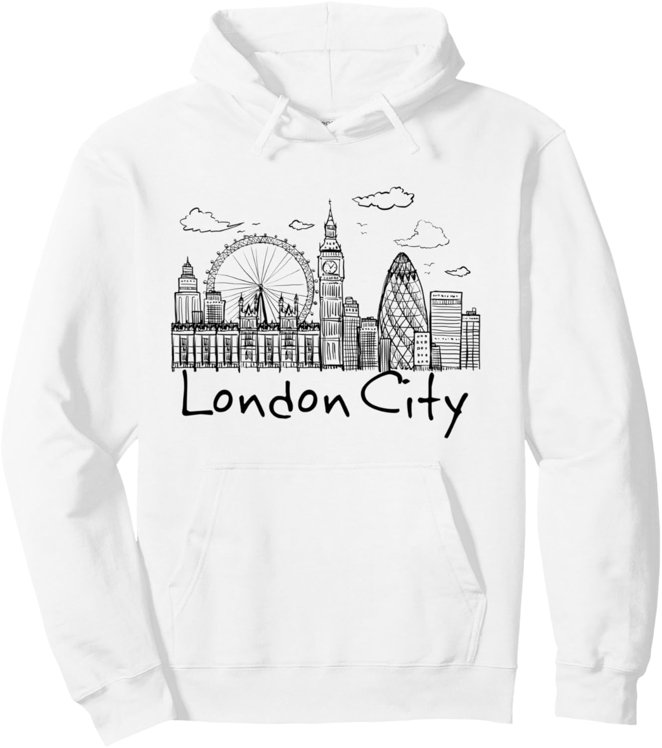 

Толстовка с изображением Лондона, «Я люблю Лондон», «Достопримечательности лондонского горизонта» Bahaa'S Tee, белый