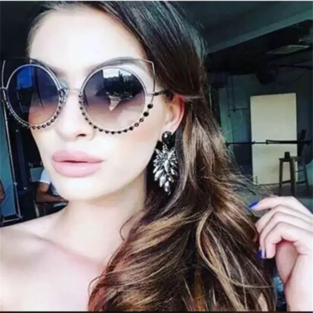 

Женские солнцезащитные очки «кошачий глаз» с круглыми линзами и бриллиантовым оправой, зеркальные, розовые, женские, с защитой от УФ-излучения UV400 LANGSER, 3