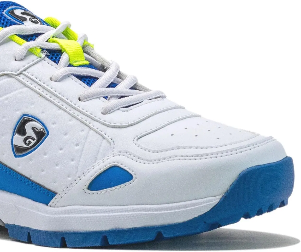 Резиновые крикетные кроссовки SG Club 6.0, White Royal Blue Lime — фото 4