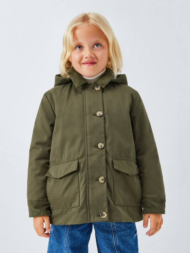 

Детская куртка амбар с отделкой из вельвета John Lewis, Khaki Green