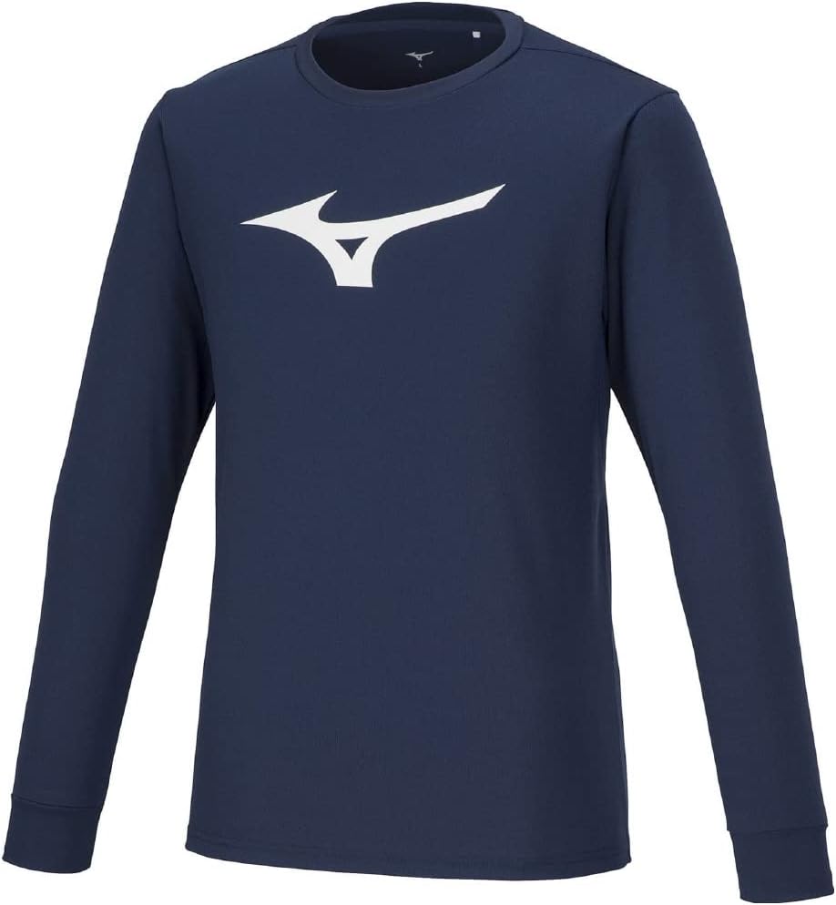 

Футболка с длинным рукавом MIZUNO Training Wear, впитывающая пот, быстросохнущая, 32MAA157, унисекс, для взрослых, темно-синий/белый