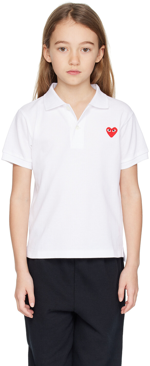 

Детская рубашка-поло с нашивкой в виде сердца Comme Des Garcons, цвет White