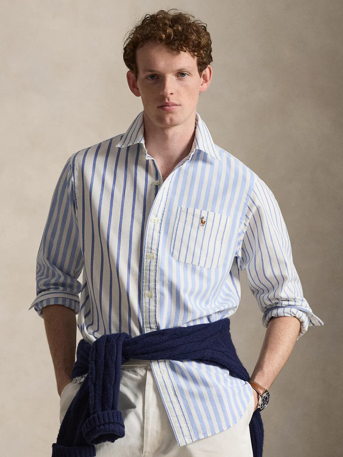 Рубашка Polo Ralph Lauren Comfort fit на пуговицах синий, небесно-голубой — фото 3