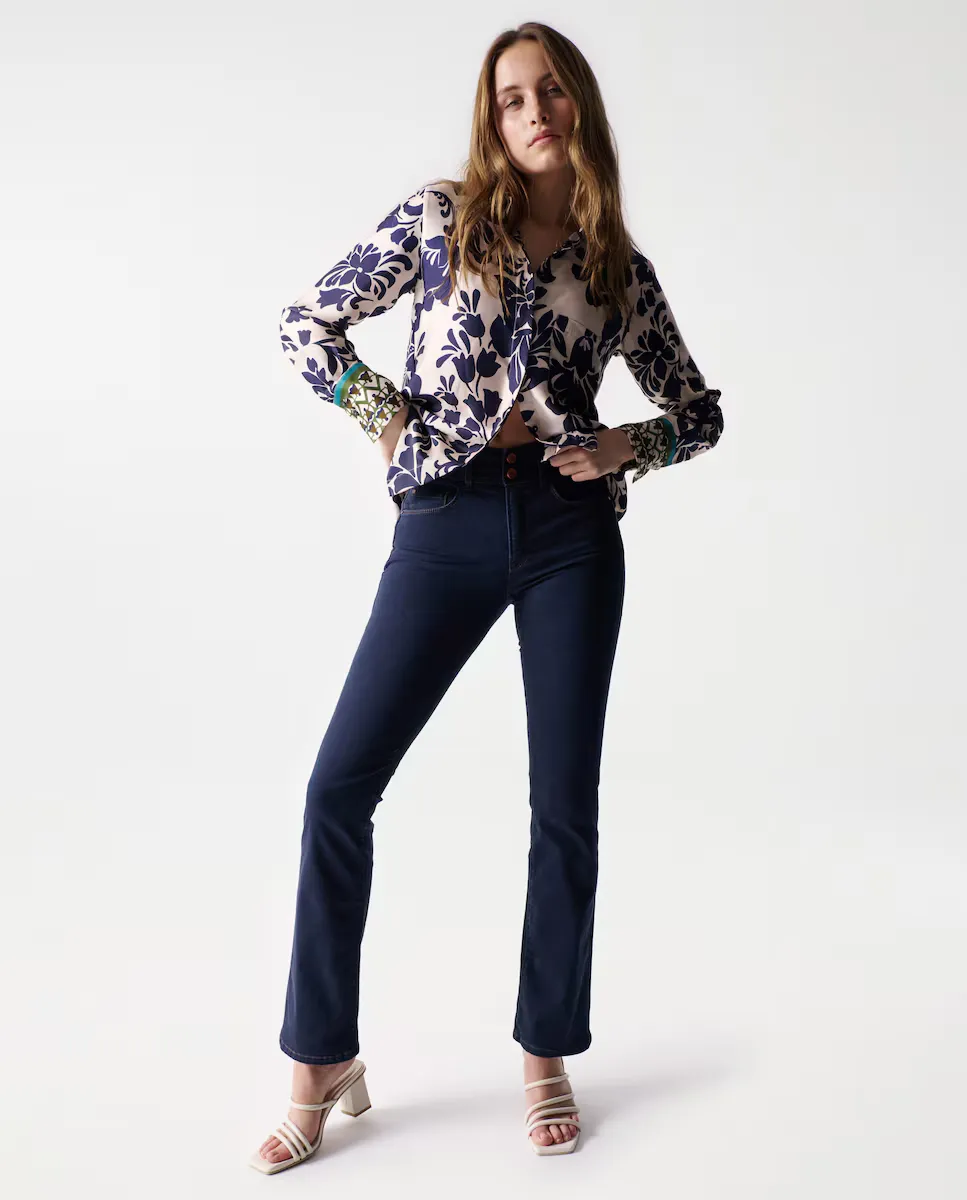 

Расклешенные джинсы Women's Secret с высокой посадкой и пуш-ин Salsa Jeans, синий