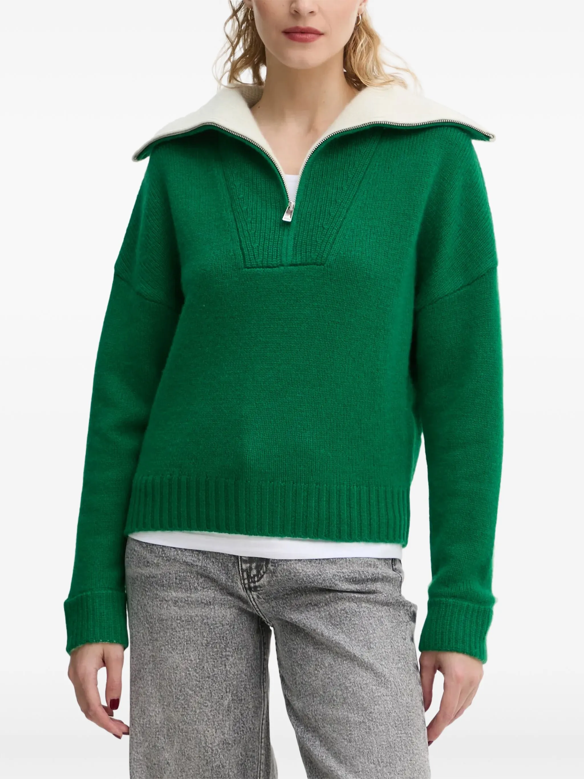 

Пуловер с воротником на молнии From Future, зеленый