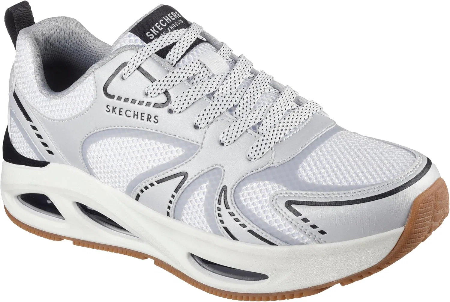 Кроссовки Skechers Herren UNO Ego Aurair, White And Silver Duraleather Hotmelt Mesh — фото 4