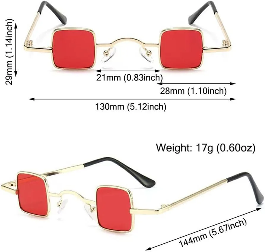 

Ретро-солнцезащитные очки в металлической оправе, конфетного цвета, с защитой от УФ-излучения UV400, мини-очки в стиле хип-хоп для женщин и мужчин KTUCN, Gold-red