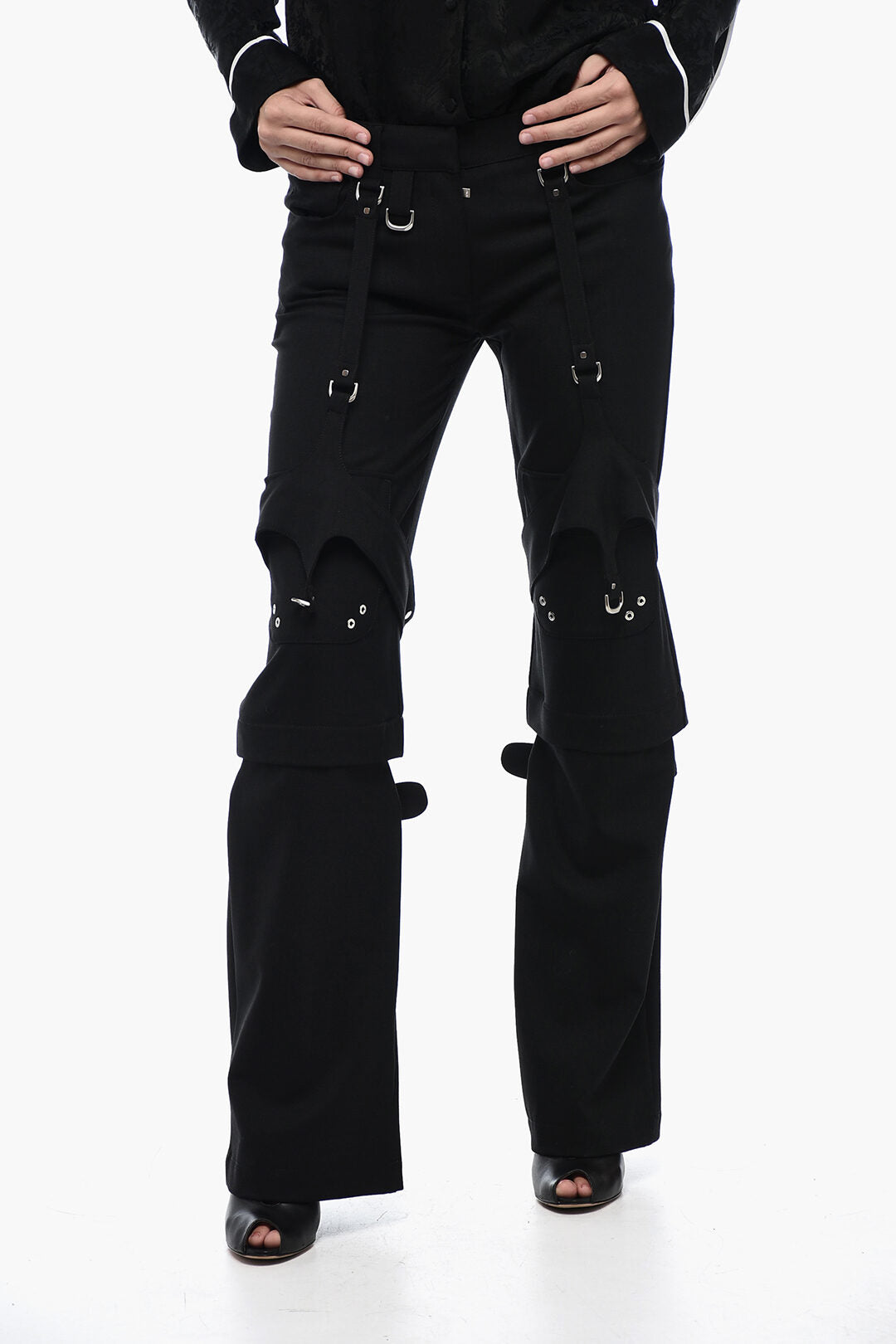 

Брюки-карго из смесовой шерсти цвета «Off-White» с пряжками