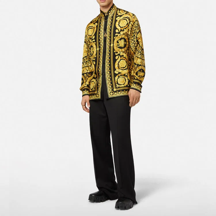 Рубашка с принтом Barocco VERSACE желтая — фото 3