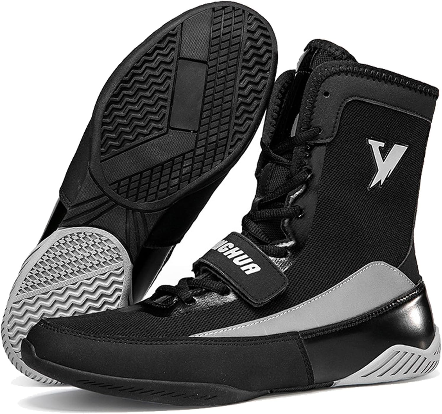 

Боксерские кроссовки для мужчин, легкие, дышащие, борцовские, с нулевым перепадом высоты подошвы Zivopah, черный