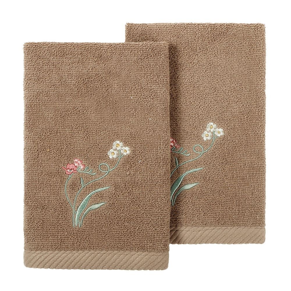 

Linum Home Textiles Турецкий хлопок Stella Набор полотенец для пальцев с украшением из 2 предметов, цвет Cocoa