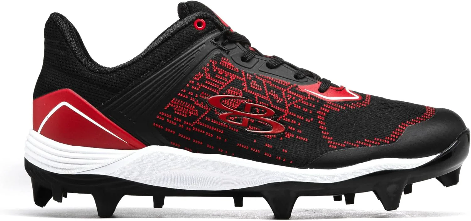 Мужские бутсы Boombah Viper Pureknit с литой подошвой - Status - Разные цвета - Разные размеры, черный/красный — фото 4